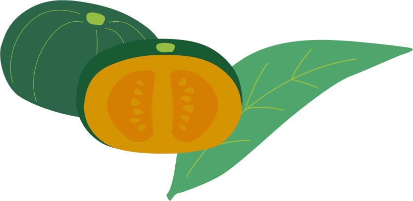 葉っぱとかぼちゃのオブジェクト